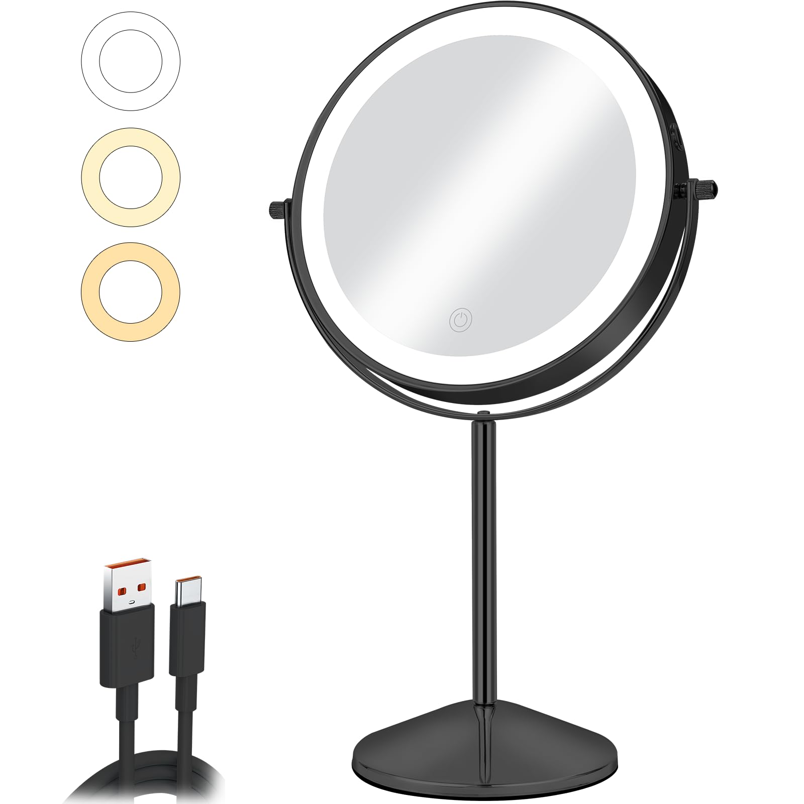 Miroir AumVum 8 pouces avec éclairage LED réglable pour maquillage précis