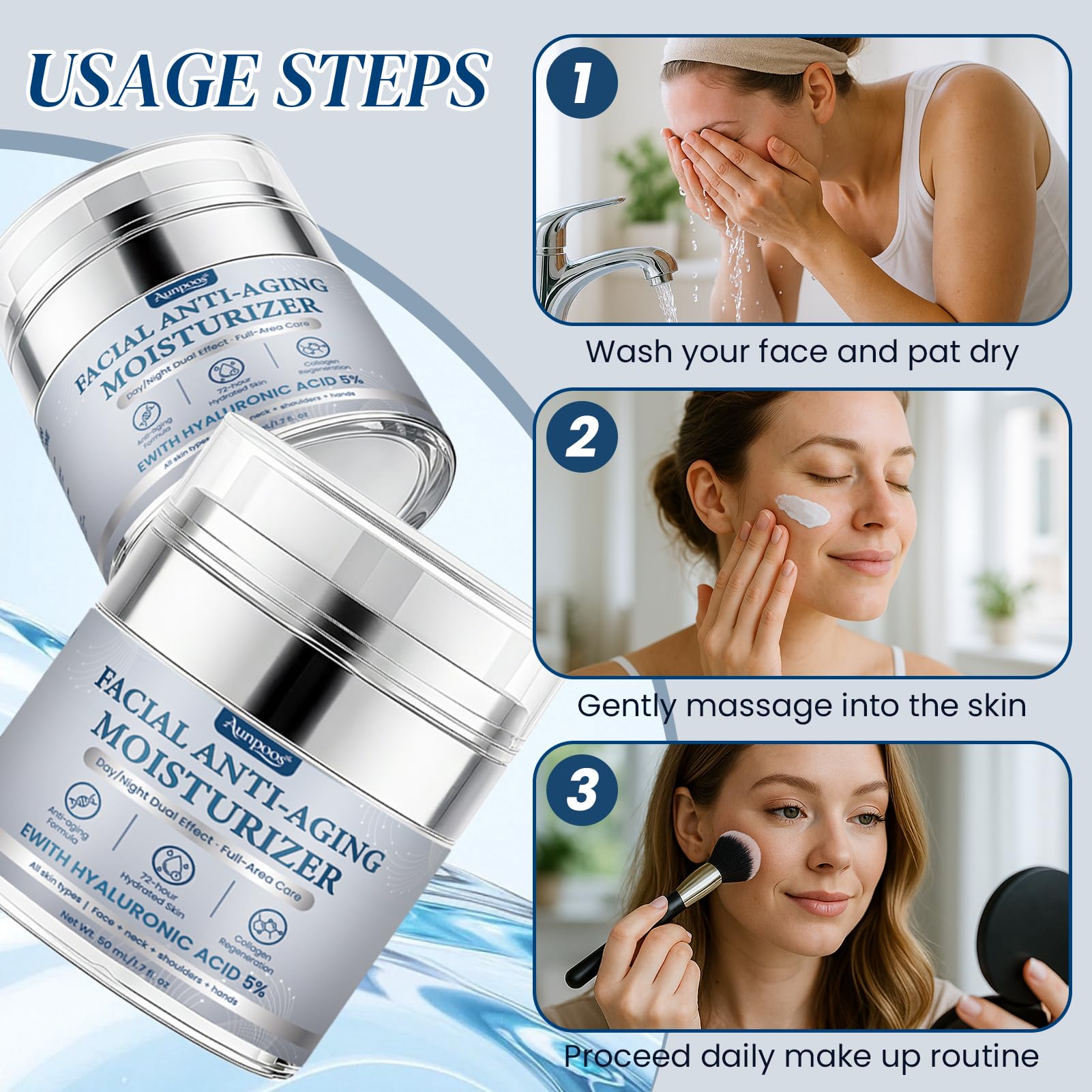 Aunpoos Crème Retinol Collagène Hyaluronique – soin nourrissant et repulpant.