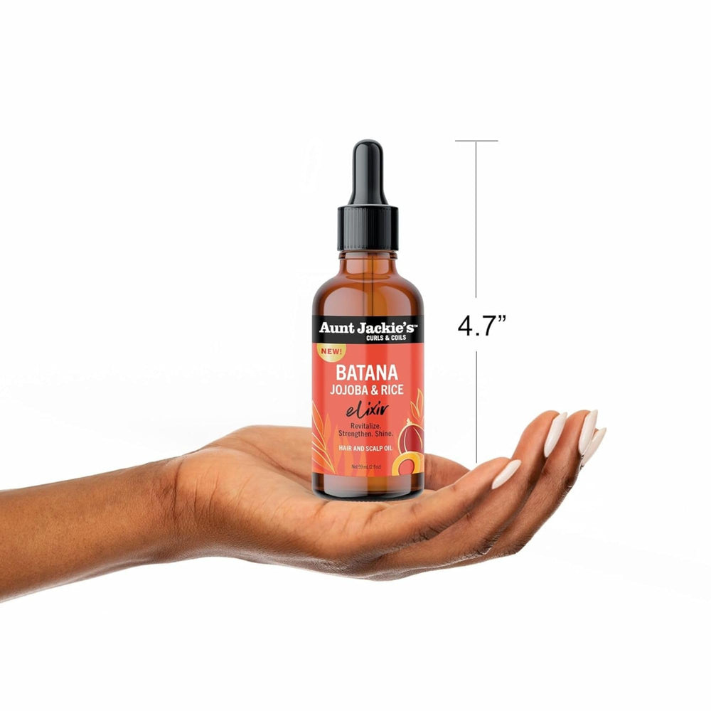 Aunt Jackie's Batana Jojoba Riz Elixir, revitalise les cheveux et leur éclat.