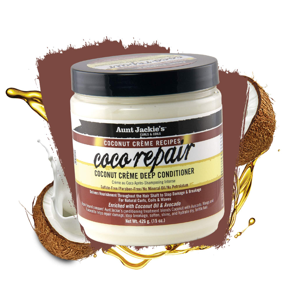 Aunt Jackie's Coco Repair – avant après, montre l'amélioration des cheveux secs et fragiles.