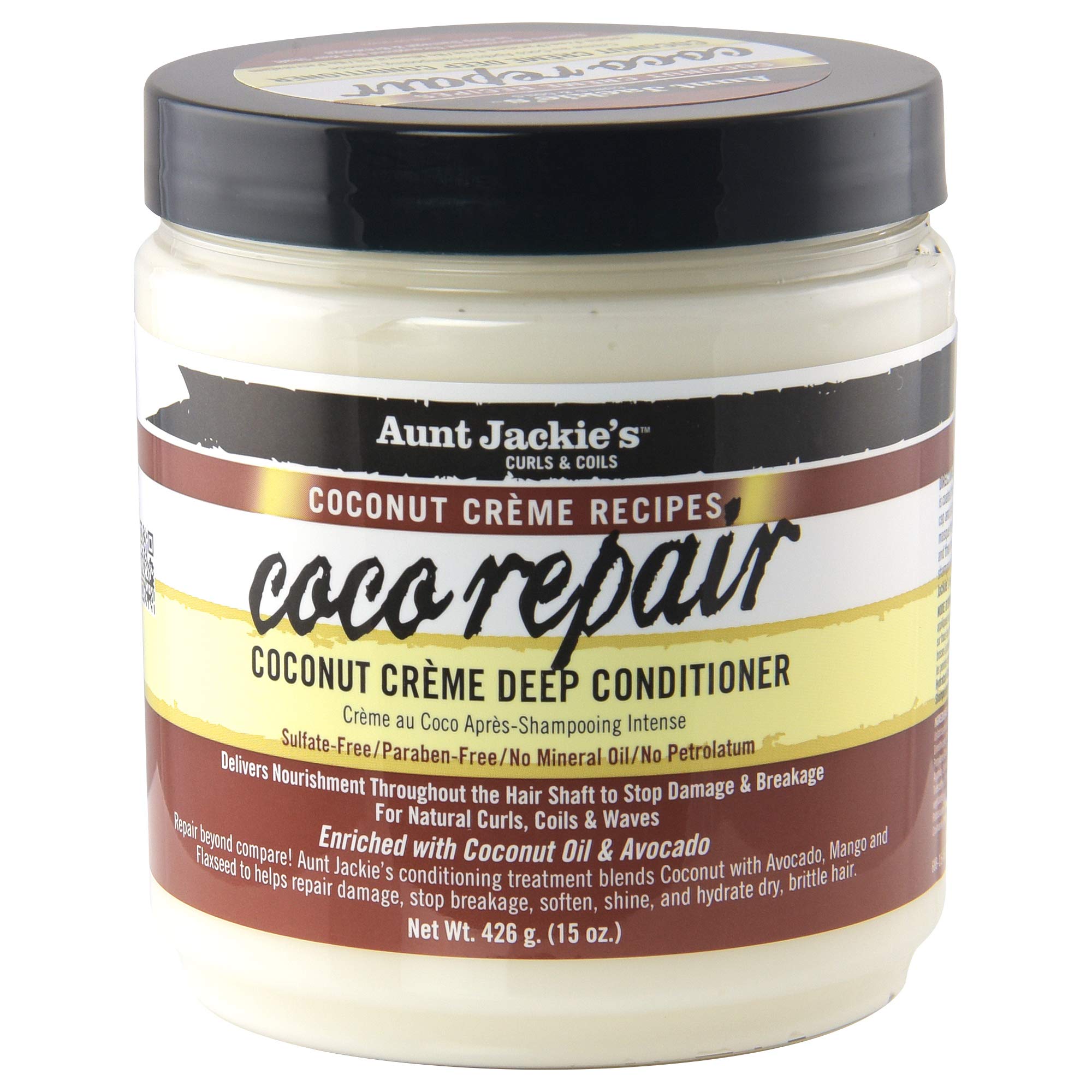 Aunt Jackie's Coco Repair – bouteille 15 oz, soin nourrissant en profondeur pour boucles.