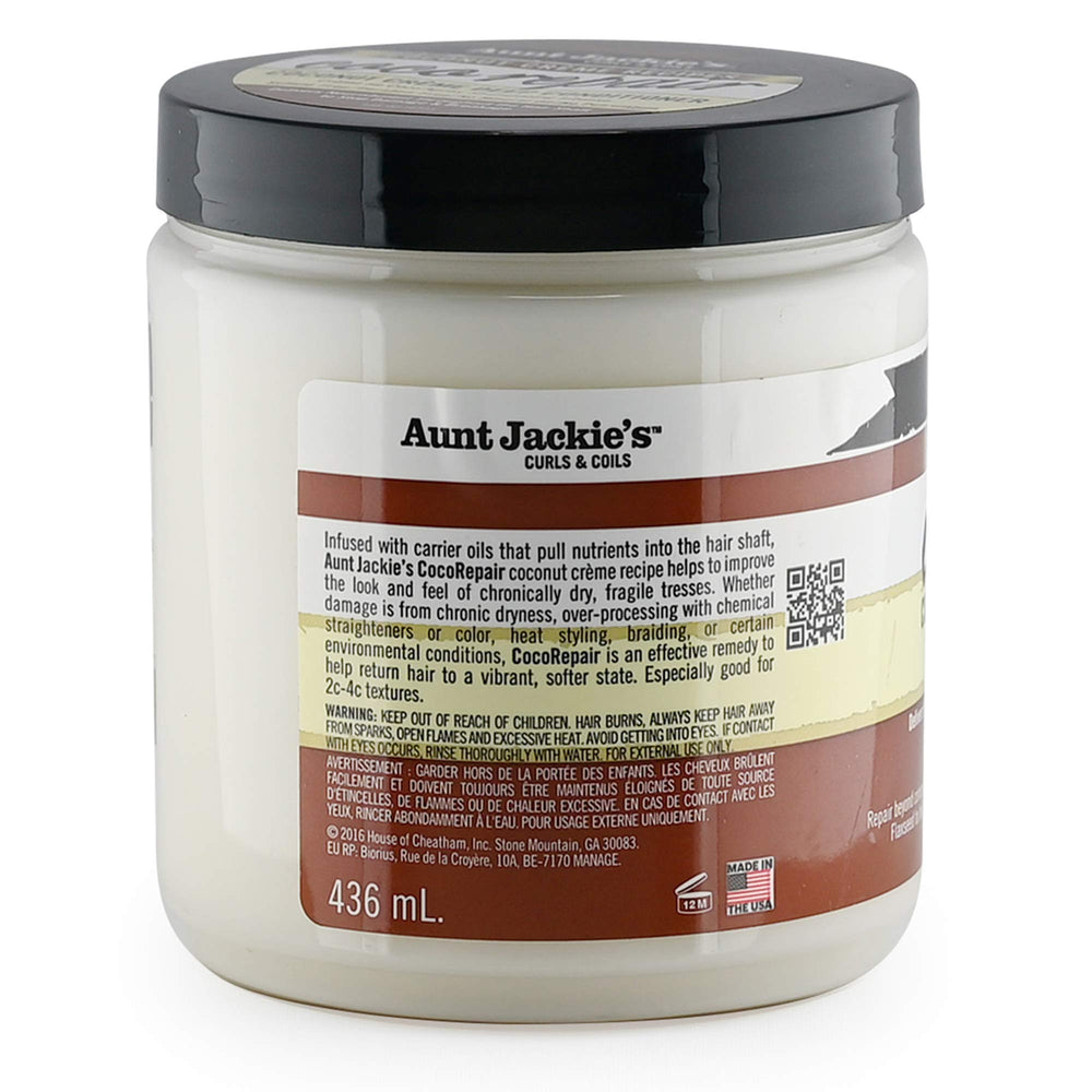 Aunt Jackie's Coco Repair – mangue et lin renforçant brillance et douceur.