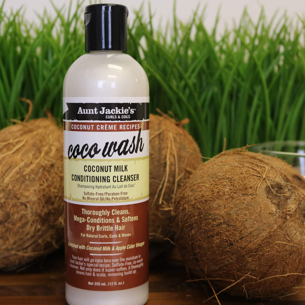 Aunt Jackie's Coco Wash daily-use bottle conveys versatile cleansing for natural curls