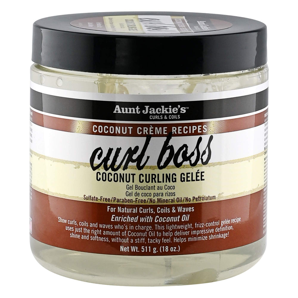 Aunt Jackie's Curl Boss Gel noix de coco, définition éclatante sans rigidité pour boucles naturelles