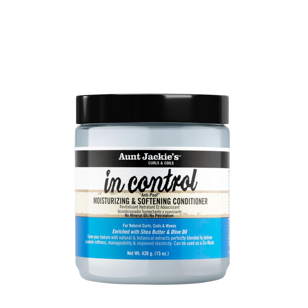 Aunt Jackie's En Contrôle - bouteille Anti-Poof, soin hydratant pour cheveux.