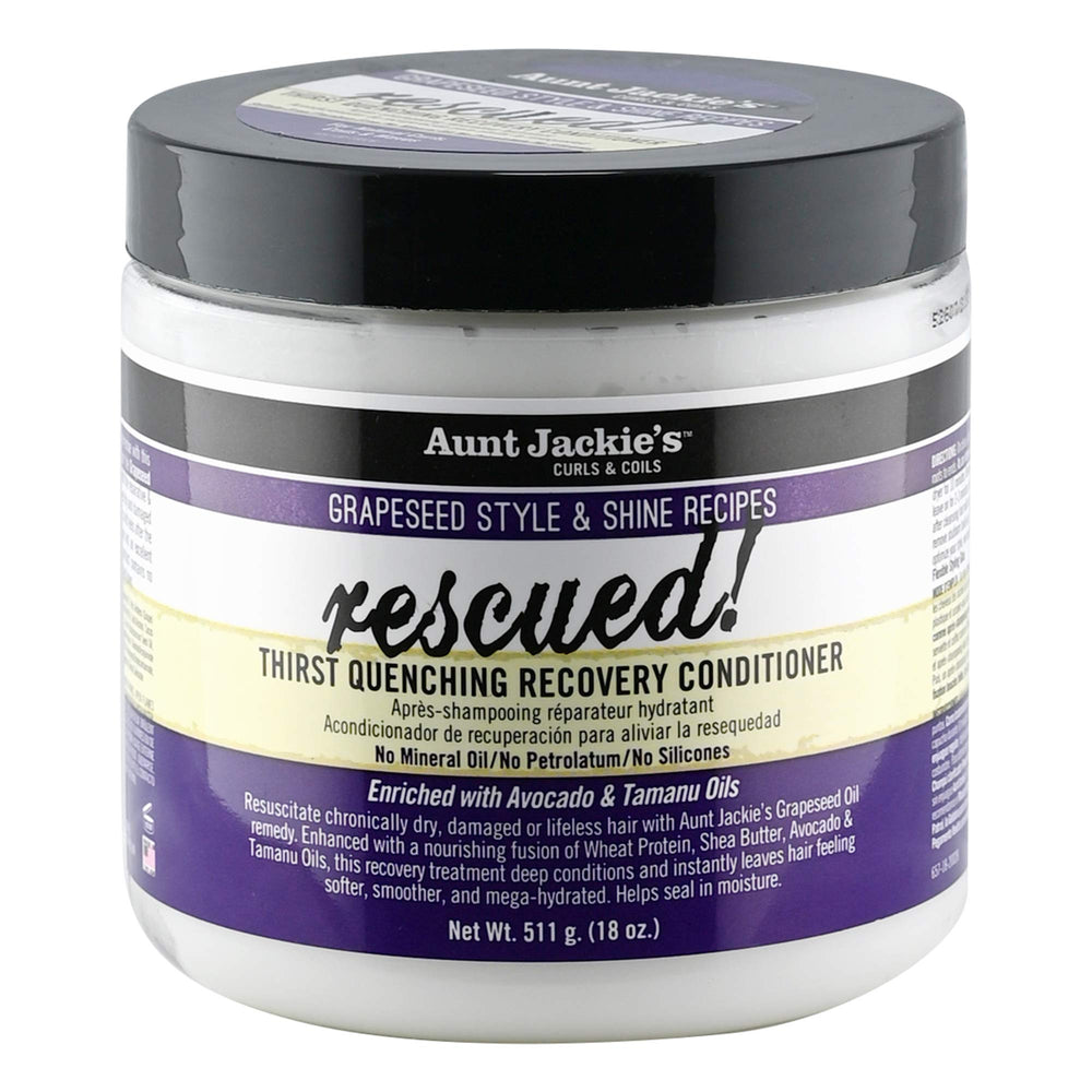 Aunt Jackie's Soin hydratant aux graines de raisin, idéal pour cheveux secs.
