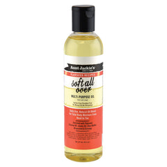 Huile polyvalente Aunt Jackie's en bouteille pour cheveux et peau, douceur naturelle.