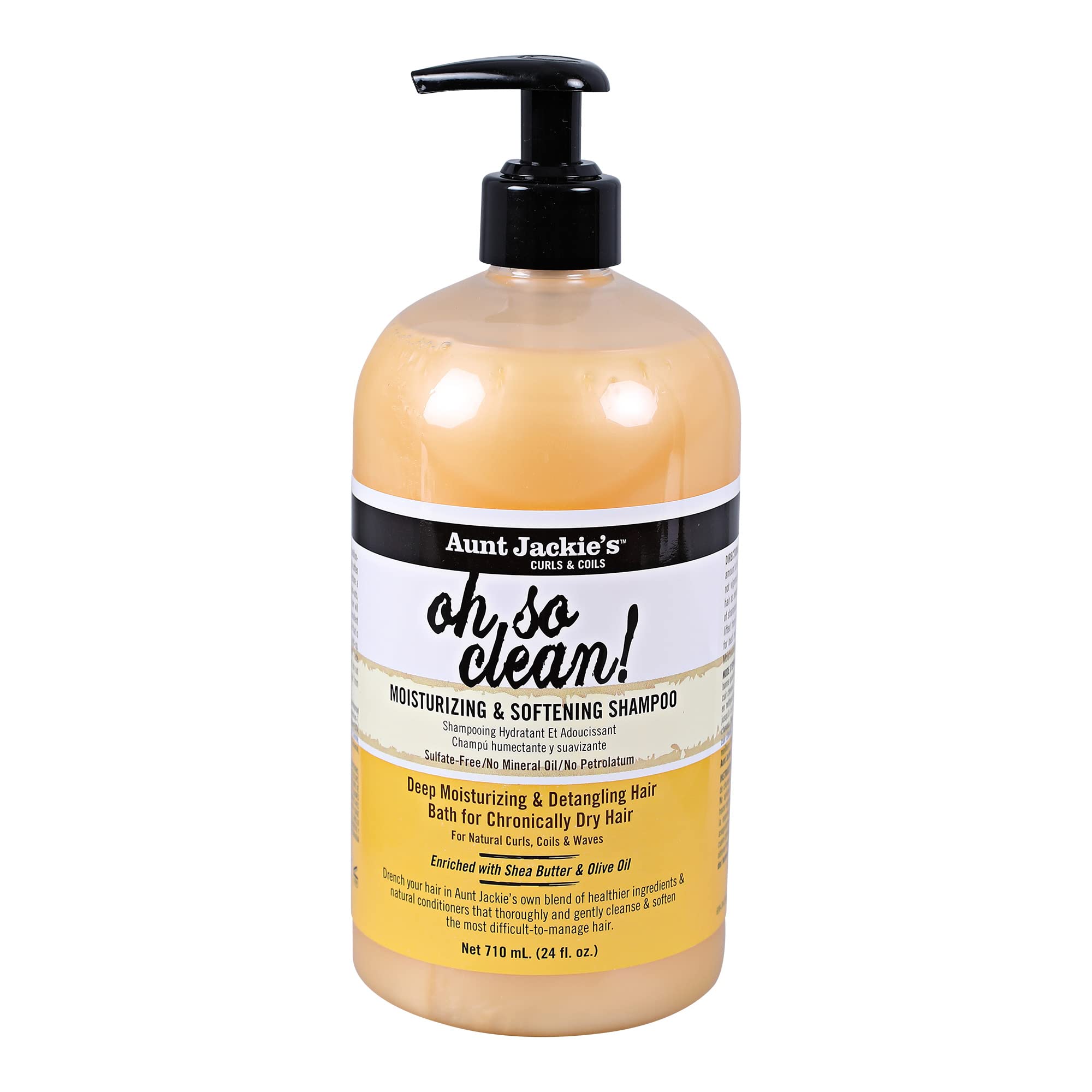 Aunt Jackie's Oh So Clean bottle with pump, ideal for gentle cleansing of natural curls.