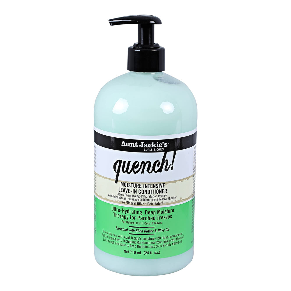 Aunt Jackie's Quench, bouteille-pompe 24oz, hydratation durable pour boucles et frisures.