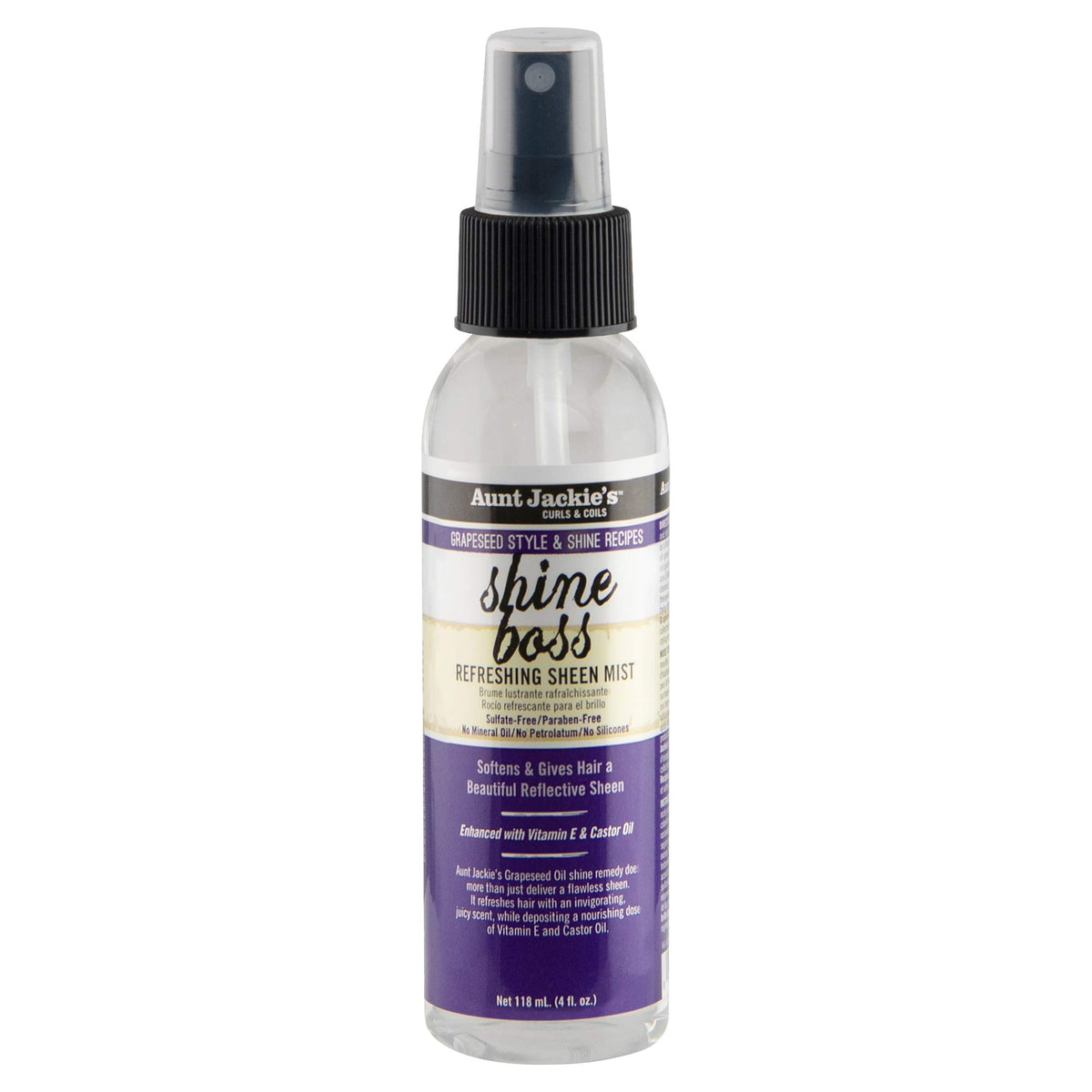 Aunt Jackie's Shine Boss : flacon-brume pour brillance légère sur tous types de cheveux