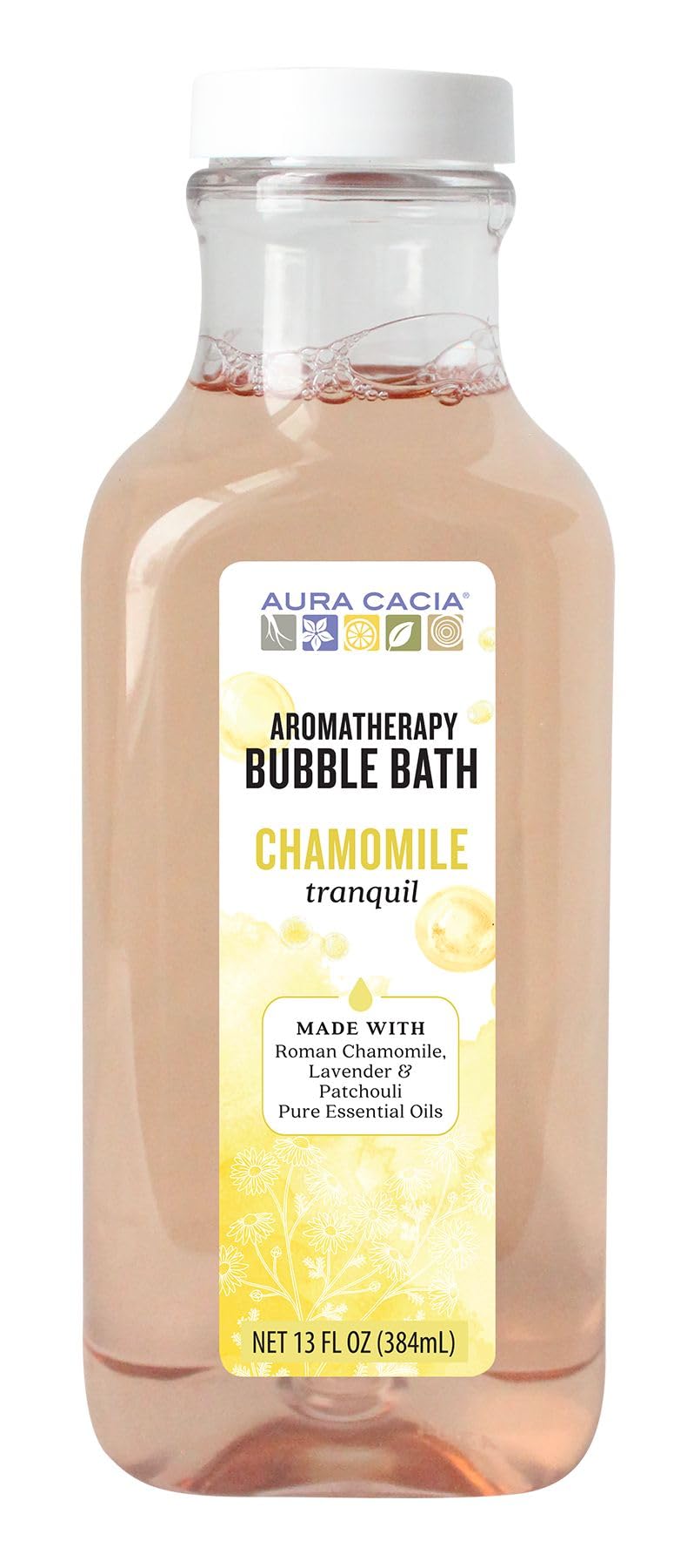 Aura Cacia bain-moussant camomille, parfum apaisant et détente lors du bain.