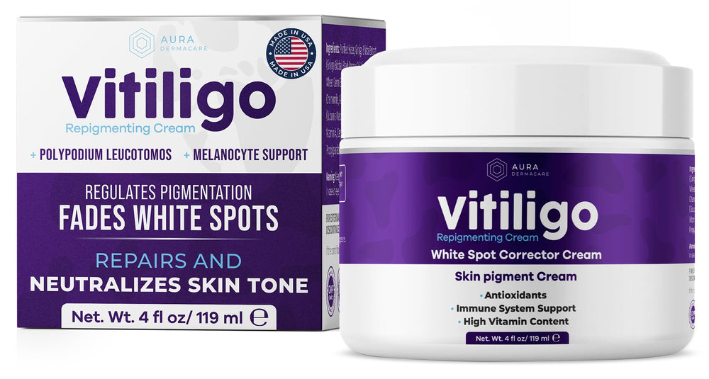 Aura Vitamins Vitiligo Cream – taches-blanches visage, application ciblée pour teint plus uniforme.