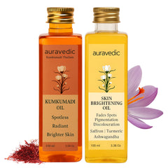 Auravedic duo huile kumkumadi visage bouteille: soin quotidien non gras pour tous types de peau.