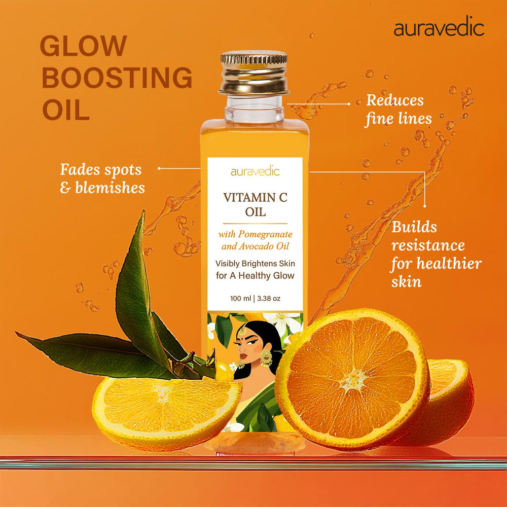 Auravedic Vitamine C huile-visage – massage visage, peau souple et détente.
