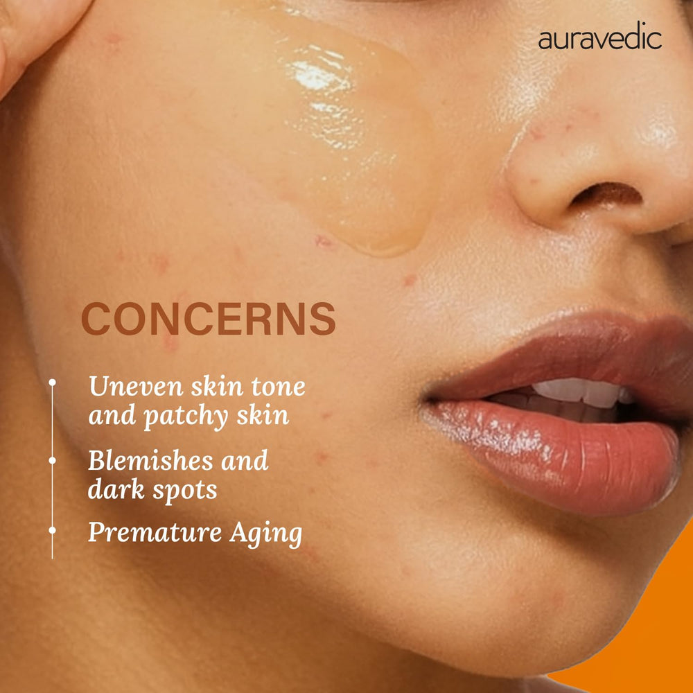 Auravedic Vitamine C huile-visage – routine quotidienne, peau nourrie et prête au maquillage.