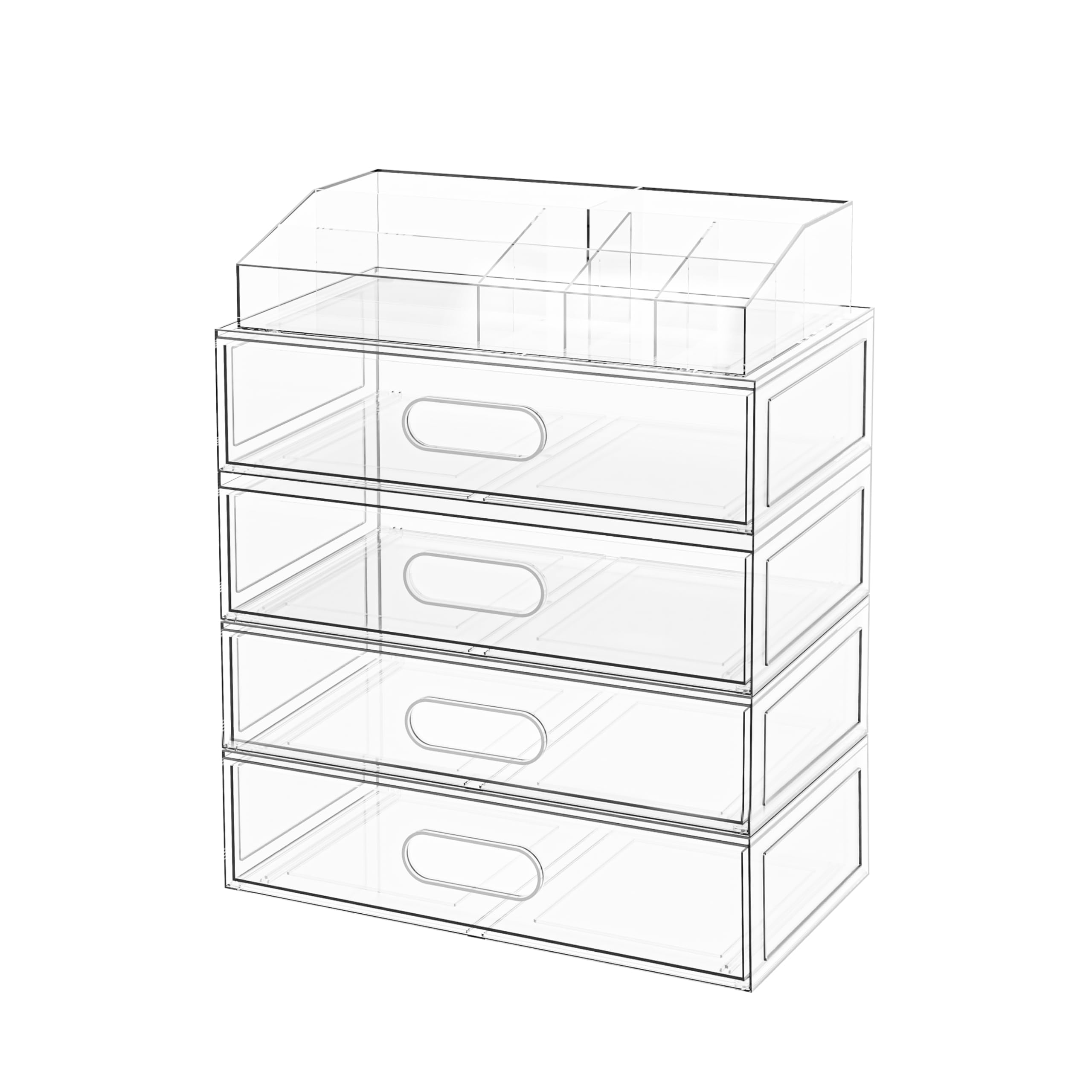 Aurblozen Organisateur Maquillage empilable avec tiroirs transparents, visibilité rapide des produits.