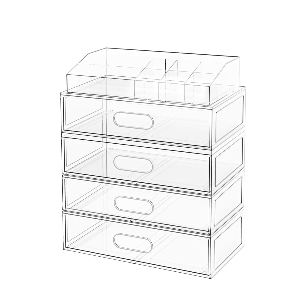 Aurblozen Organisateur Maquillage empilable avec tiroirs transparents, visibilité rapide des produits.