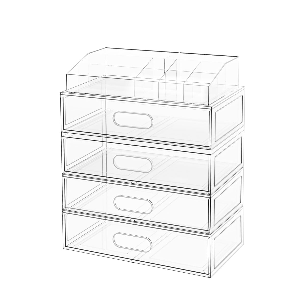Aurblozen Organisateur Maquillage empilable avec tiroirs transparents, visibilité rapide des produits.
