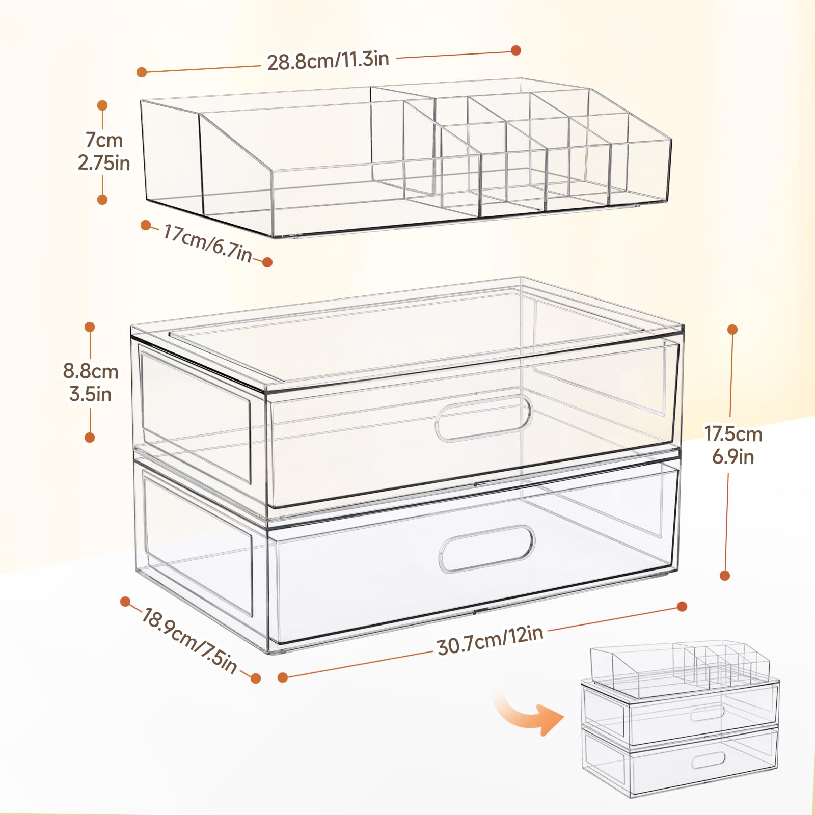 Aurblozen Vue transparente facilitant l'acces rapide aux articles de beauté.