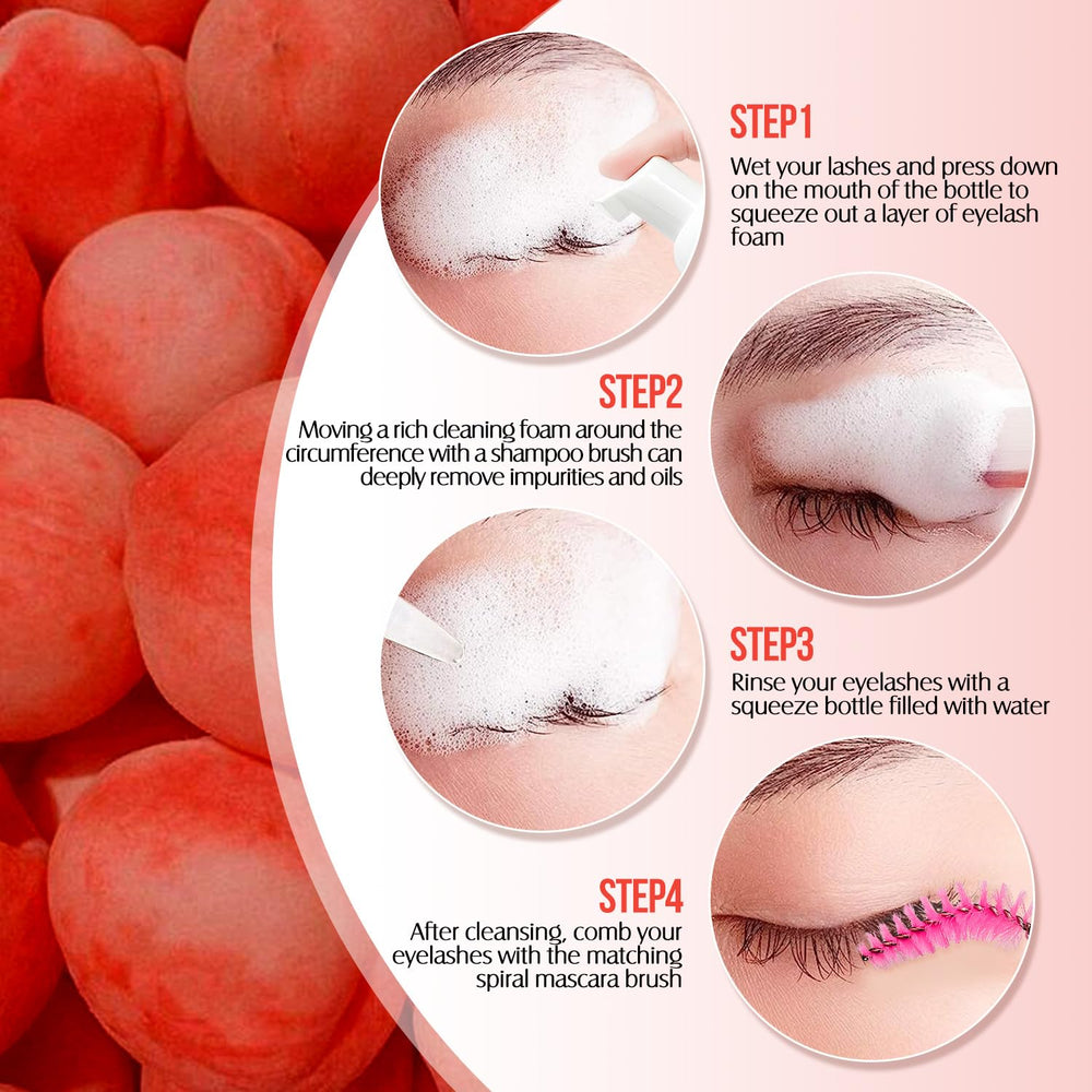 Cils propres et frais après le soin AuReve Shampoing.