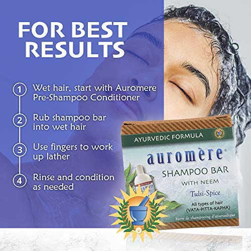 Auromere barre-utilisation-douche: nettoie cheveux et corps en une étape.