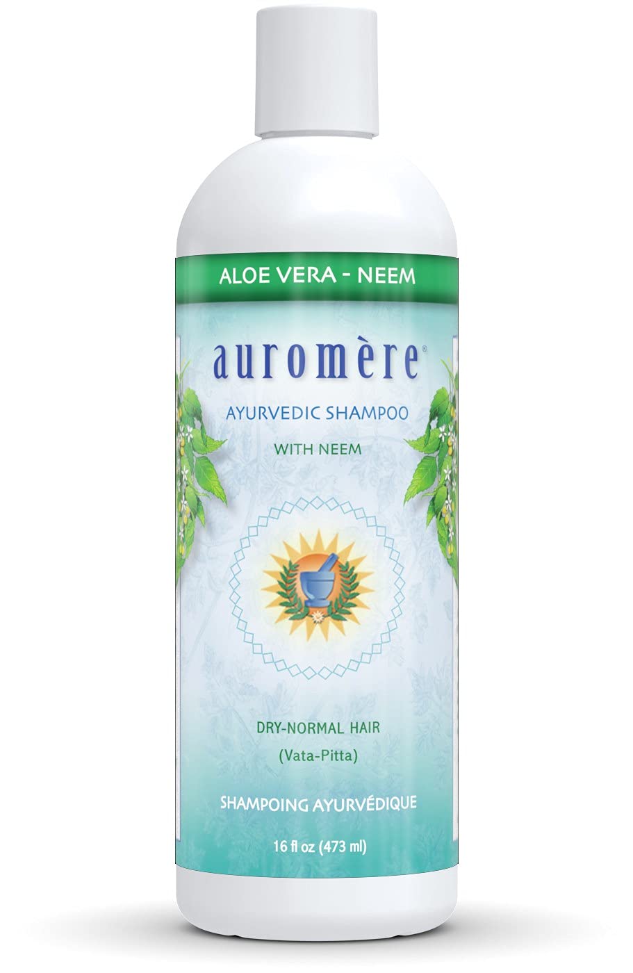 Shampoing Auromere Aloe Vera Neem en bouteille, soin nourrissant pour cheveux secs