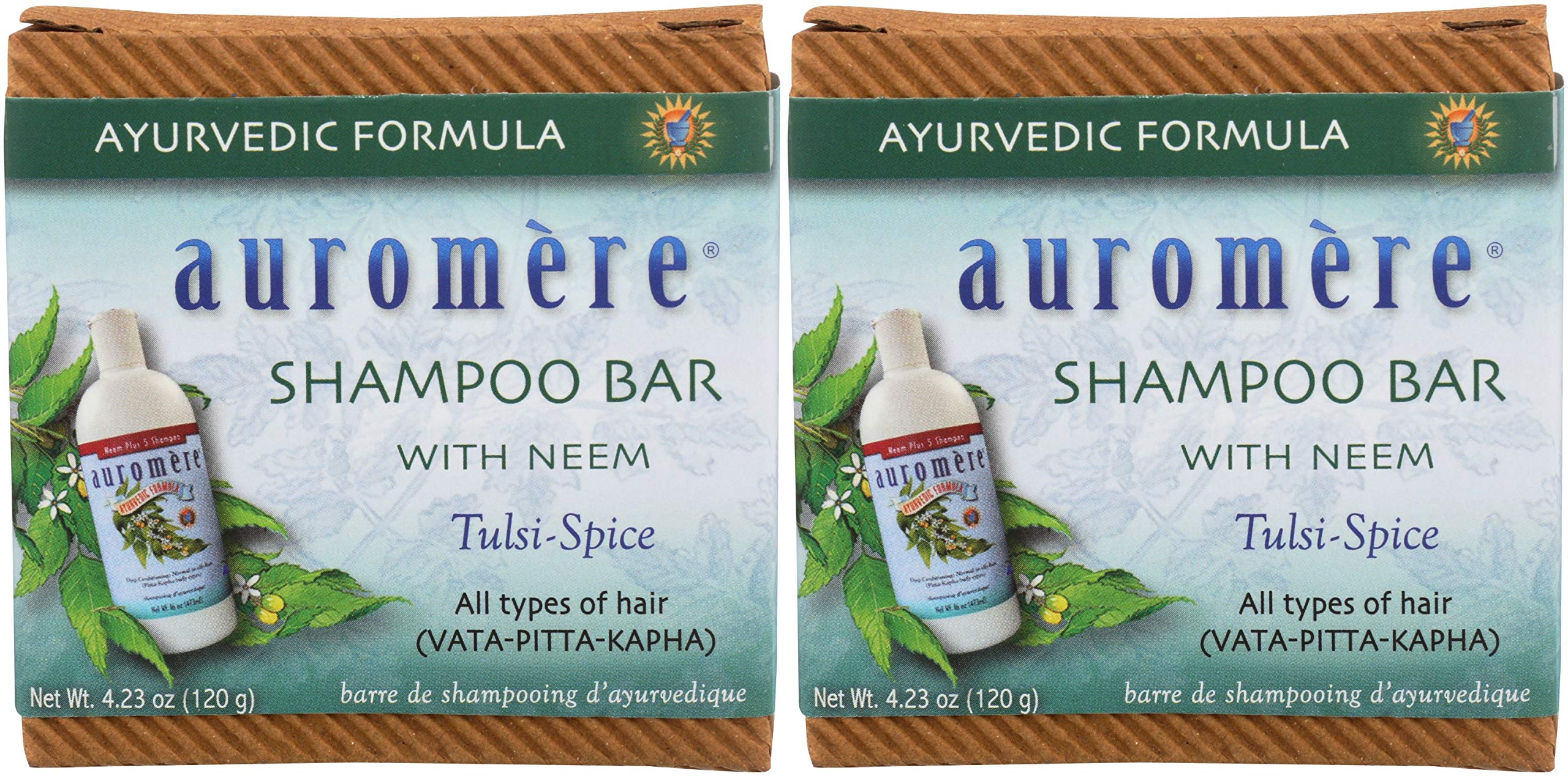 Auromere barre-shampoing écologique: soin solide durable et sans plastique.