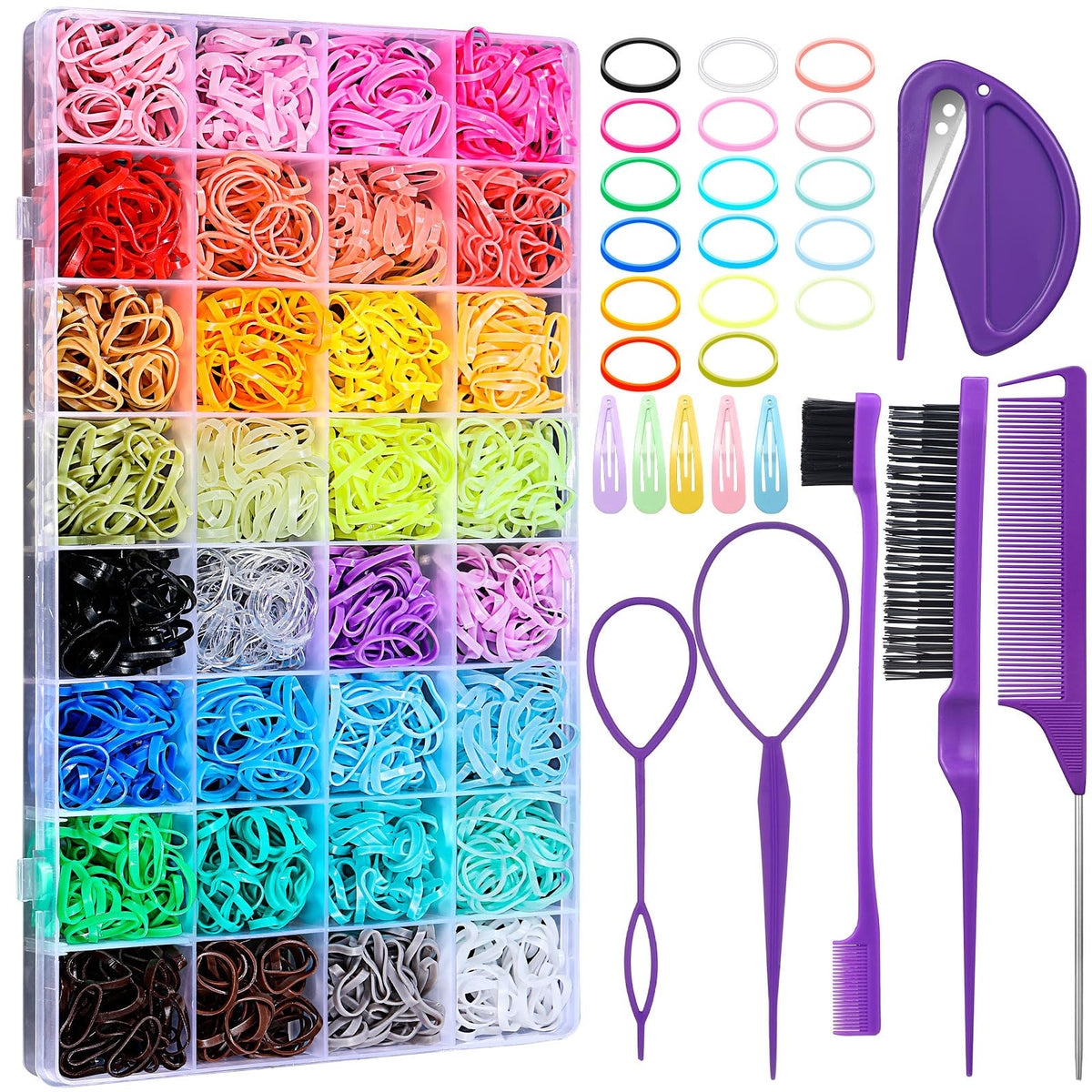 Auroray bandes cheveux 32 couleurs dans une boîte transparente, pratique pour assortir les tenues