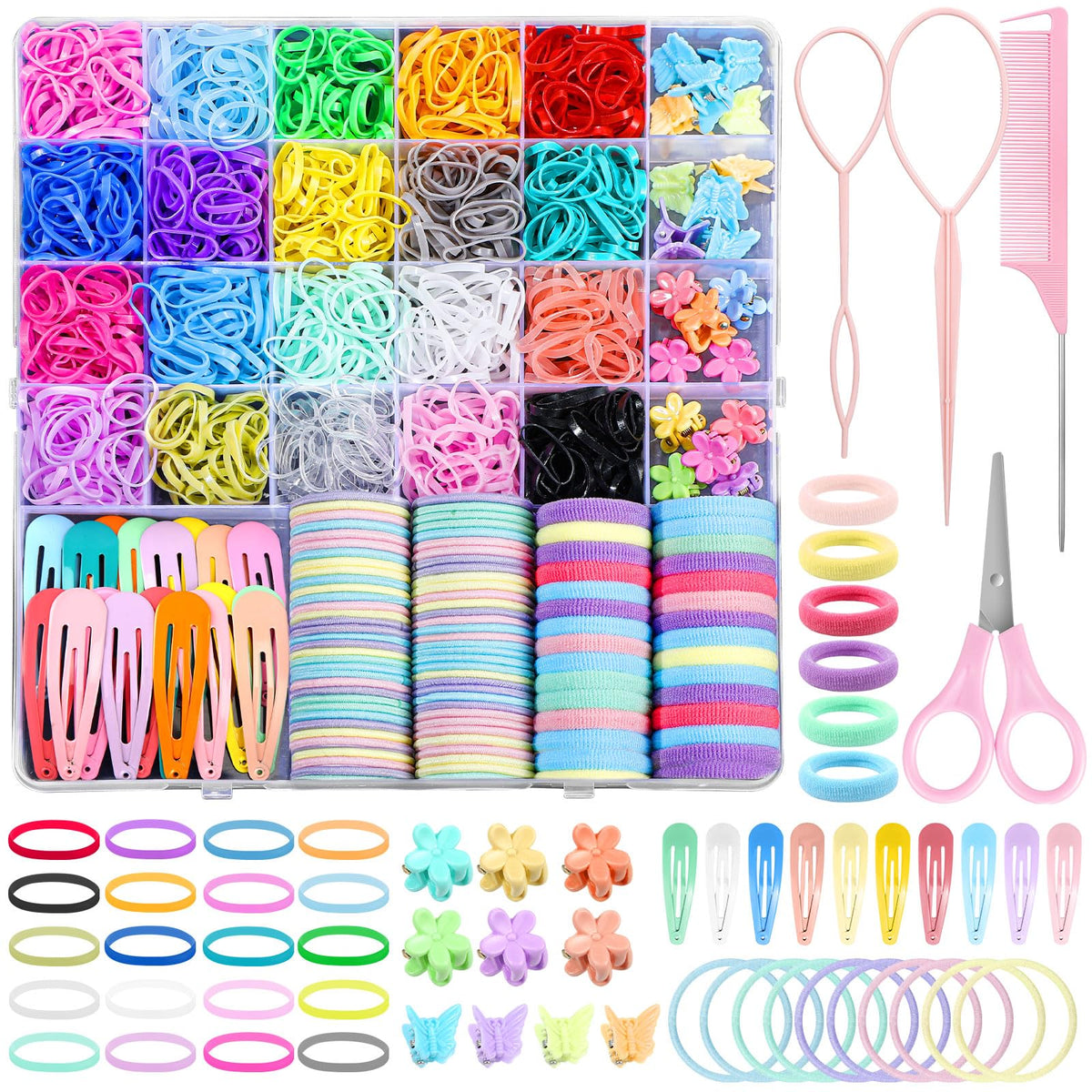 Auroray boîte organisatrice montre les accessoires cheveux et le rangement pratique.