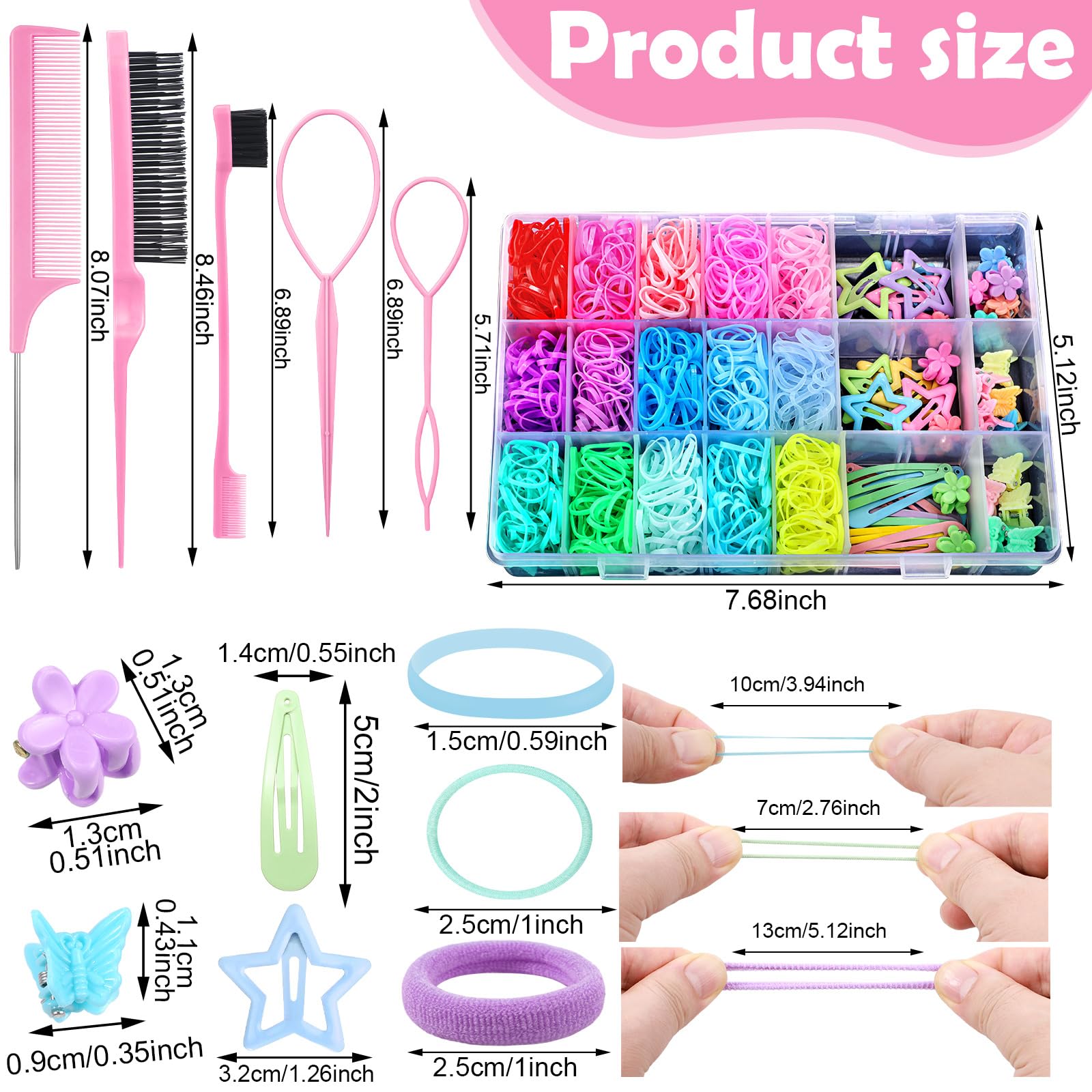 Auroray: elastiques-cheveux-15-couleurs, lot coloré pour coiffures rapides sans cassure.