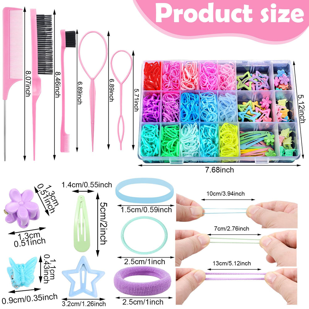 Auroray: elastiques-cheveux-15-couleurs, lot coloré pour coiffures rapides sans cassure.