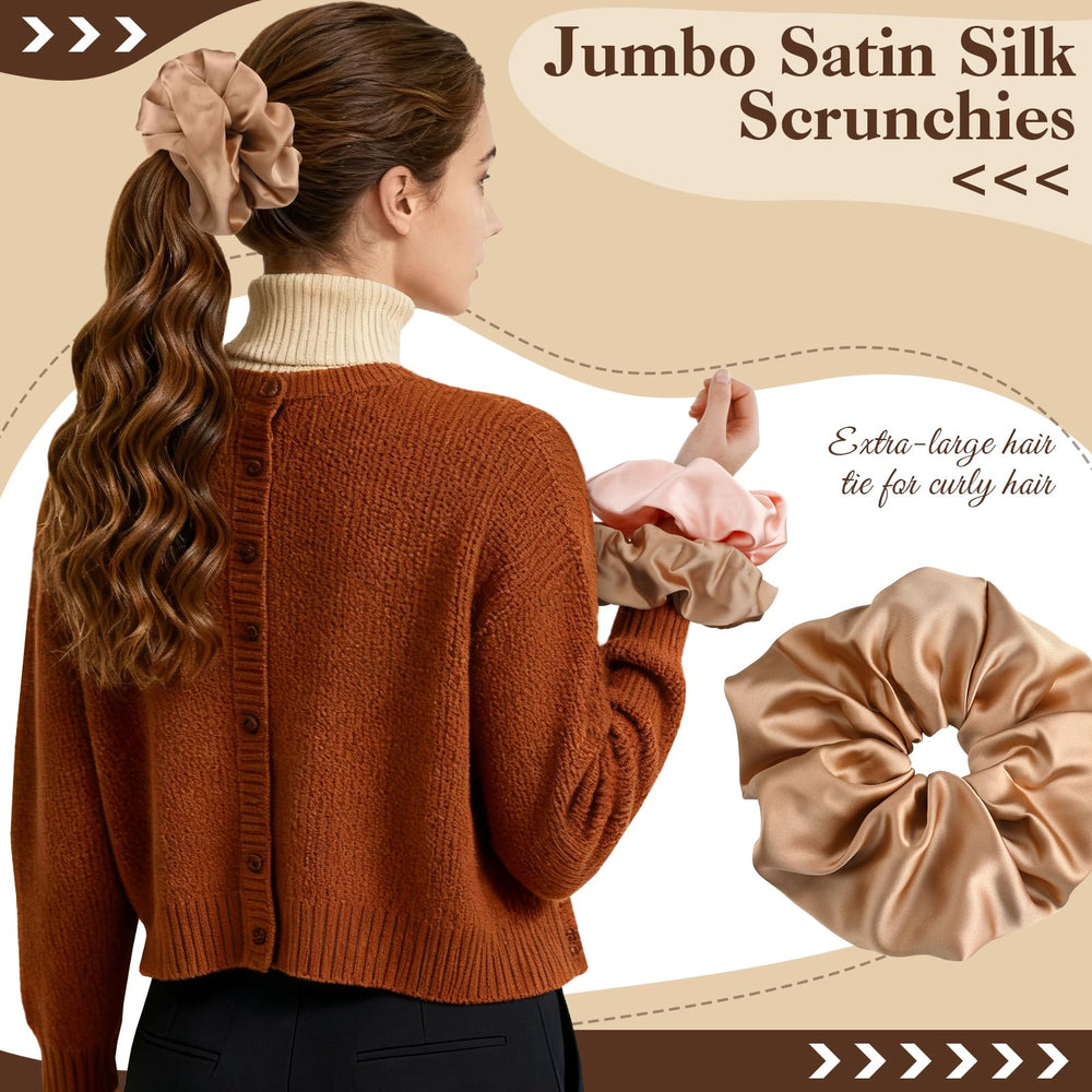 Auroray scrunchies satin grand diamètre – 7,2 pouces, parfait pour cheveux épais.