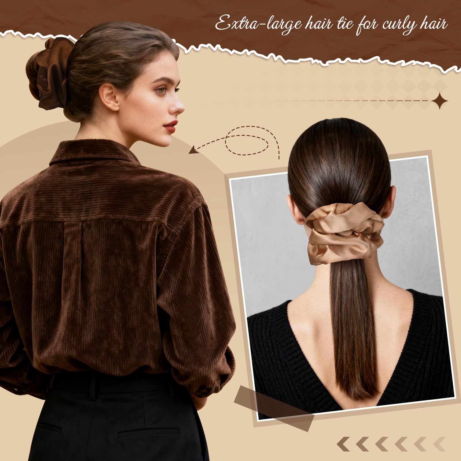 Auroray scrunchies satin sans traces – évite les pliures et les marques sur cheveux.