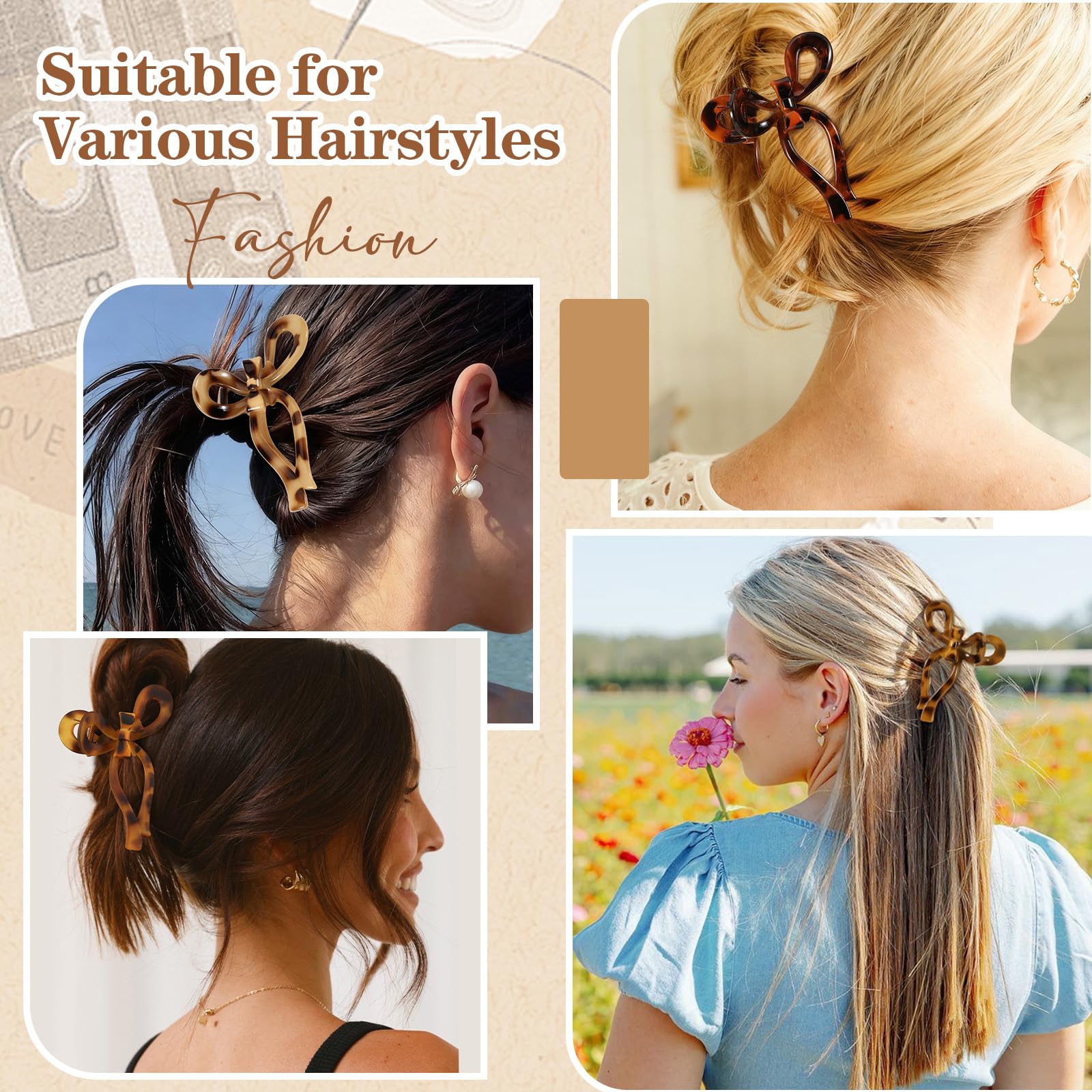 Auseibeely barrette cheveux papillon écaille tortue décoratif et pratique