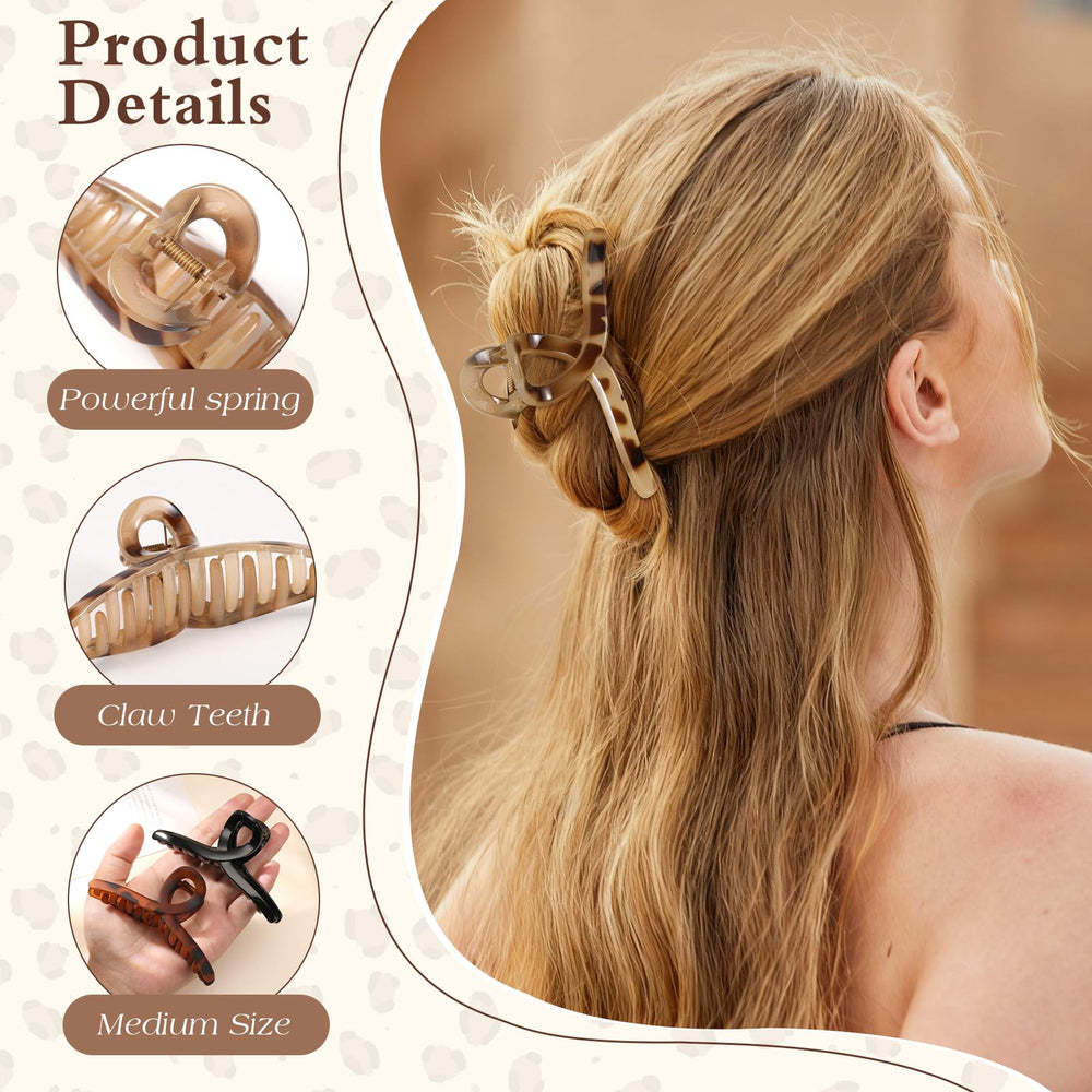 Barrette crème moyenne 4,3 pouces par Auseibeely pour looks décontractés et chic