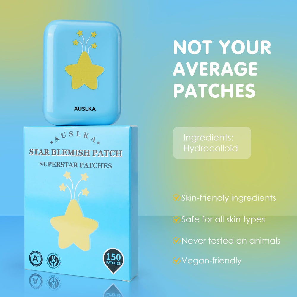 Patch hydrocolloïde AUSLKA étoile bleue, pratique sur le visage