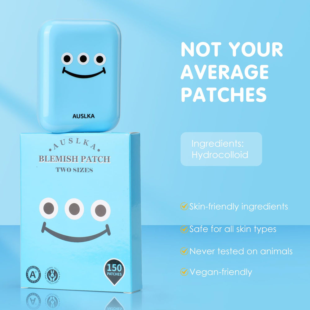 Patch AUSLKA visage avec miroir compact intégré pour le déplacement.