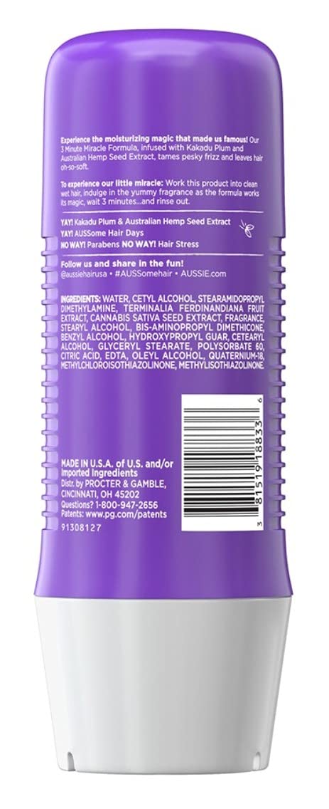 Aussie 3 Minute Miracle Waves, crème texture épaisse, soin en profondeur pour cheveux bouclés.