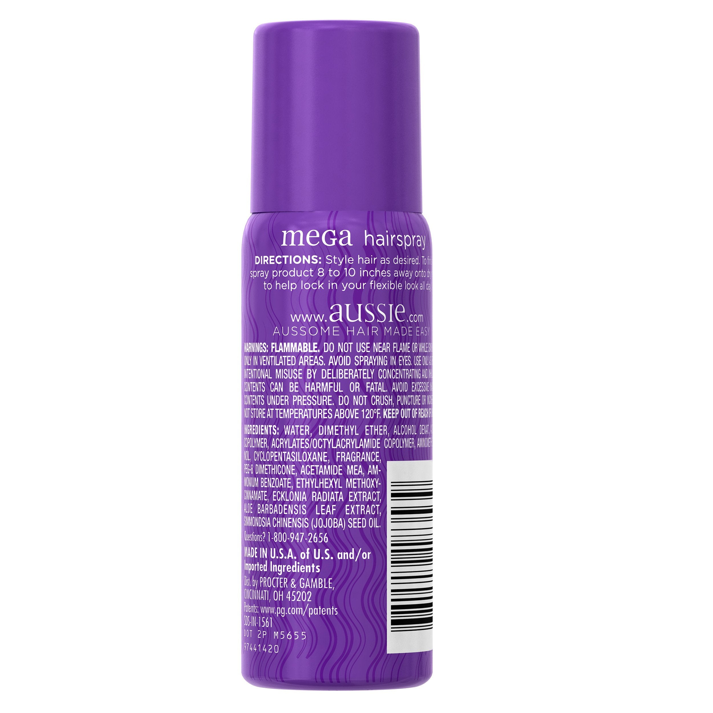 Aussie Mega Hairspray : fixation 24h pour une coiffure qui tient.