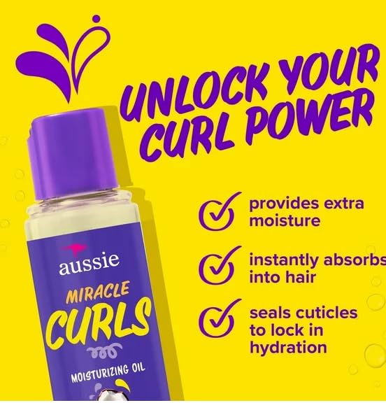 Aussie Miracle Moist Hair Oil – texture légère qui pénètre rapidement, sans gras.
