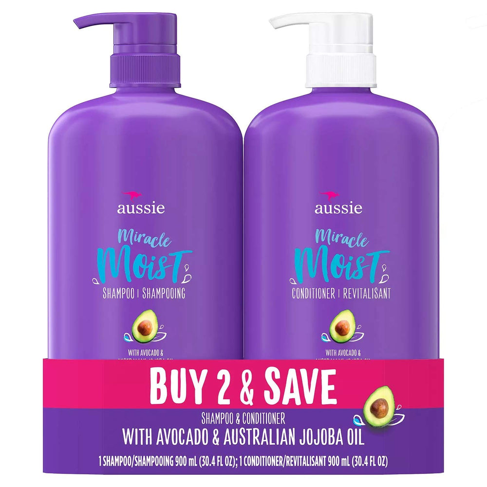 Aussie Miracle Moist Shampoing : hydratation intense pour cheveux secs.