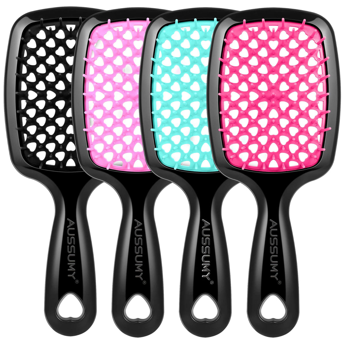 Brosse démêlante Aussumy ensemble 4, démêle sans douleur pour tous types de cheveux.