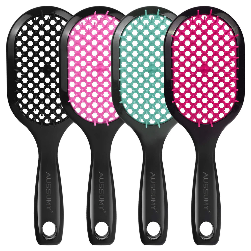 Brosse Aussumy détanglante ventilée rose, démêlage en douceur pour tous les cheveux.