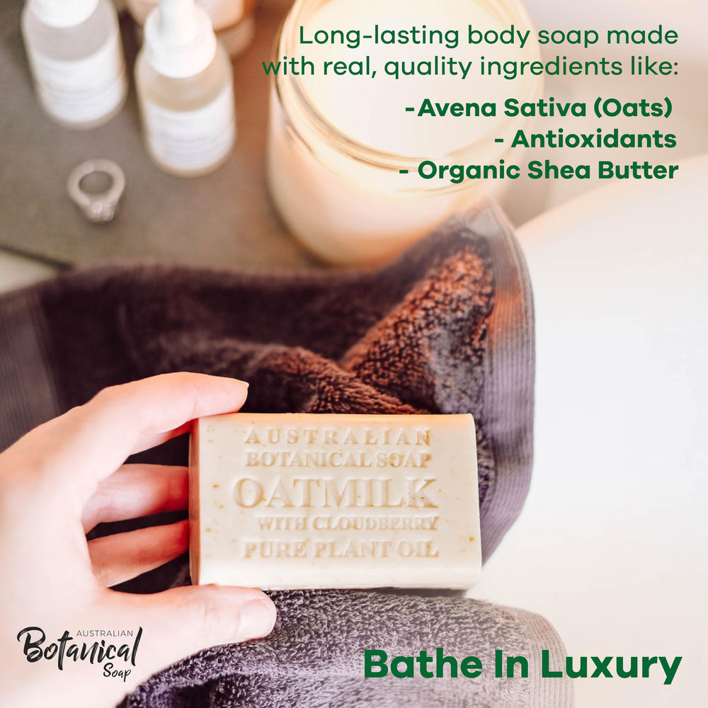 Australian Botanical Soap – barre triple-millé, mousse riche et durable.
