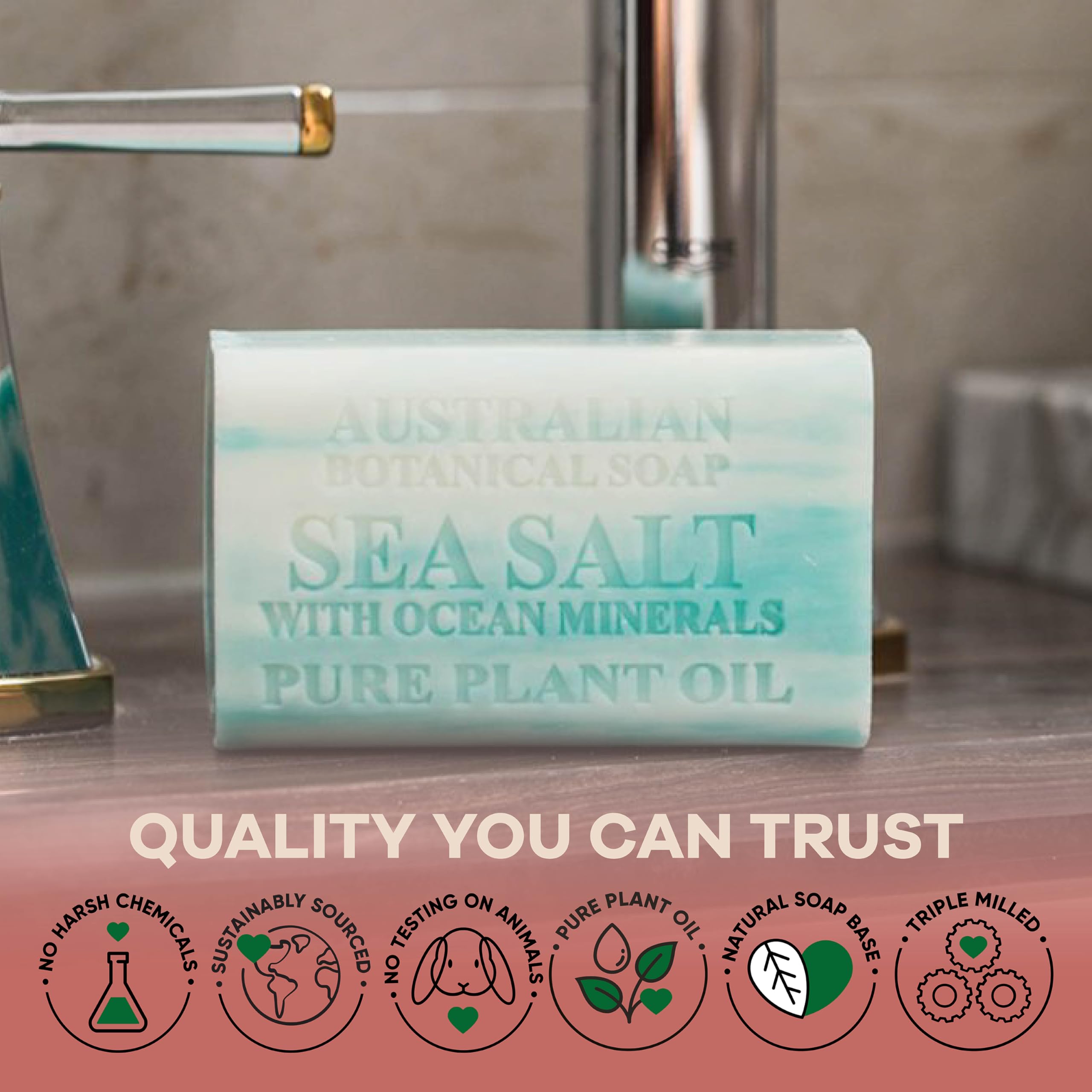 Australian Botanical Soap emballage varie – emballage variable, facile à transporter.