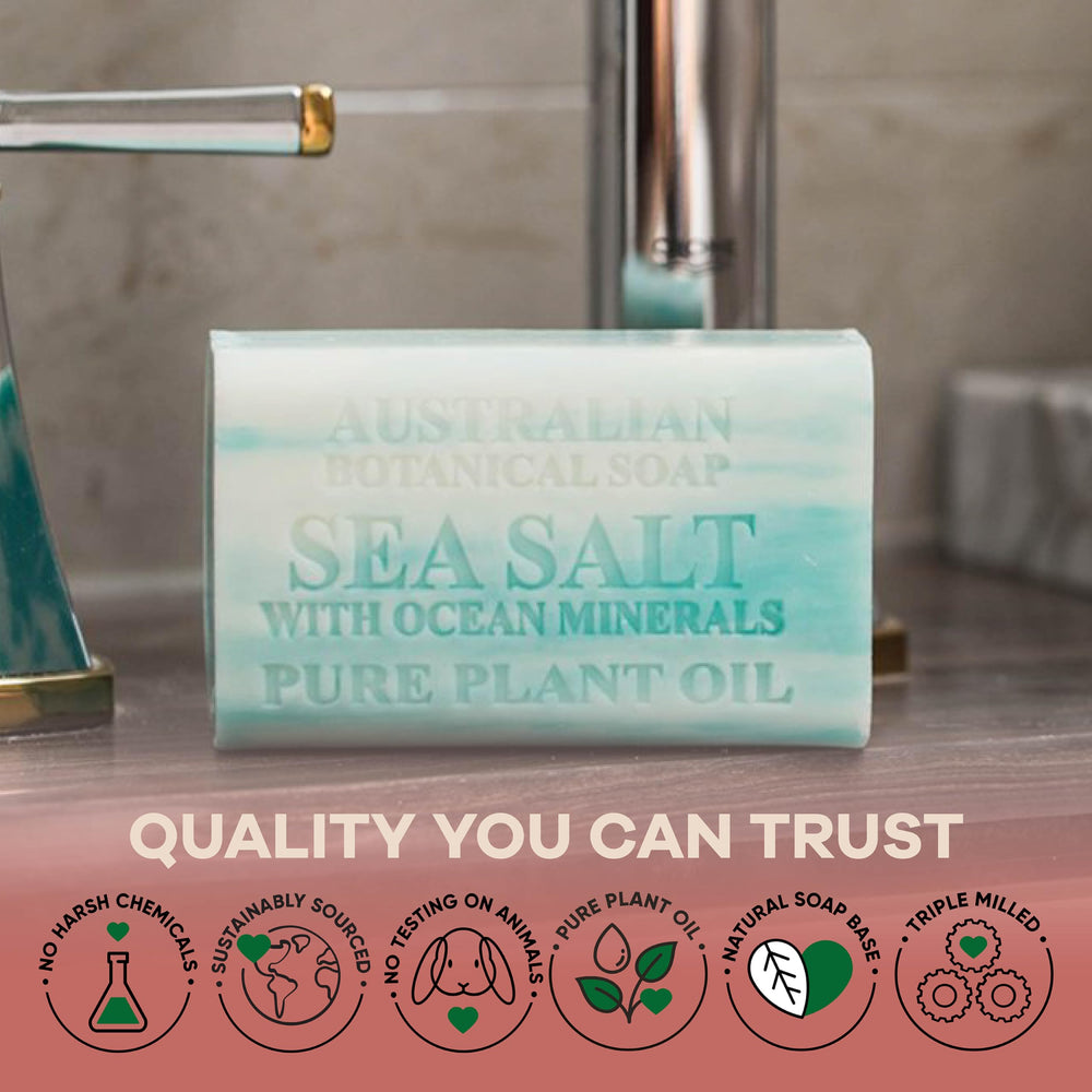 Australian Botanical Soap emballage varie – emballage variable, facile à transporter.