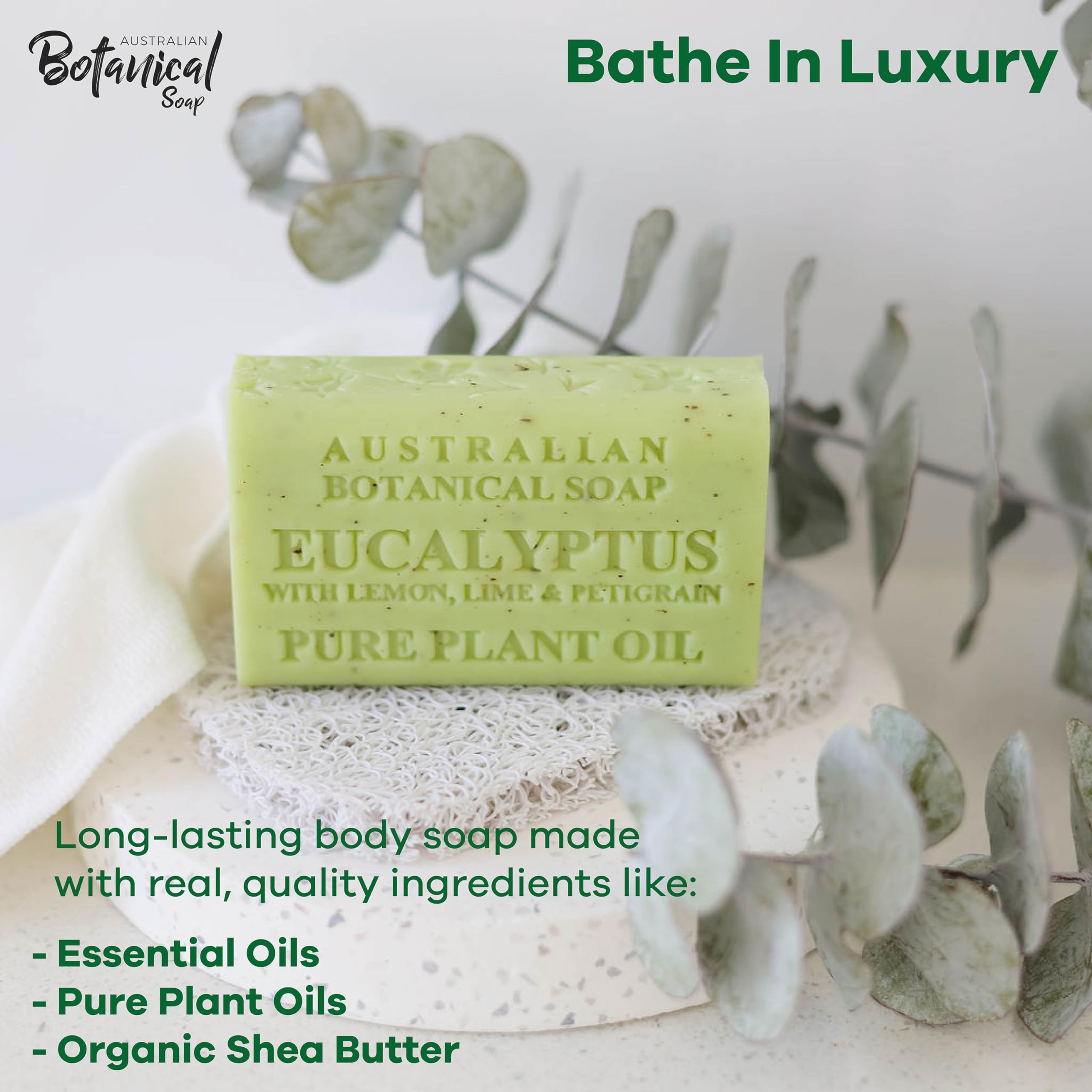 Alliance eucalyptus-citron-lime-petitgrain: savon australien rafraîchissant pour la peau douce