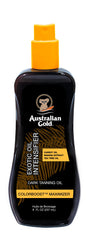 Australian Gold Huile Exotique – flacon, bronzage profond et hydratation légère.