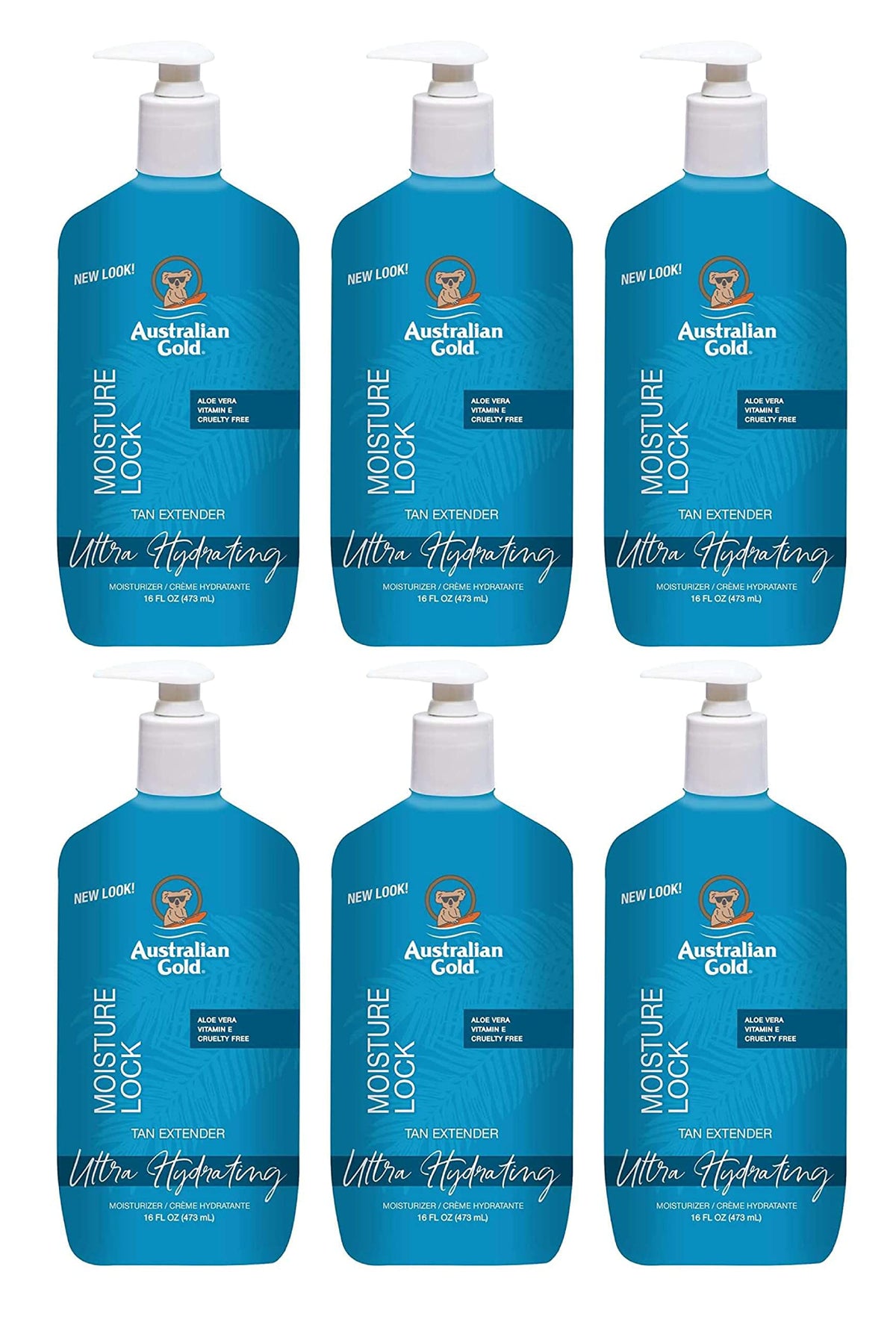 Australian Gold Moist Lock tan extender: flacon pompe 473 ml prêt à l’emploi pour l’hydratation.