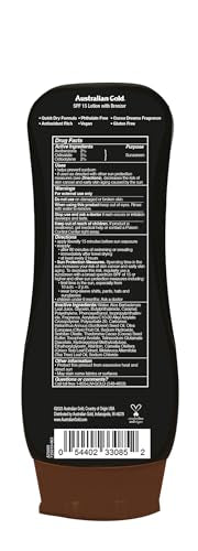 Australian Gold SPF15 Lotion Bronzer texture légère et absorption rapide.